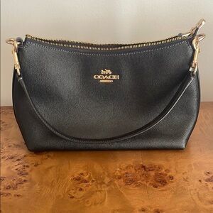Coach Black Leather Shoulder bag with Gold-Tone Hardware